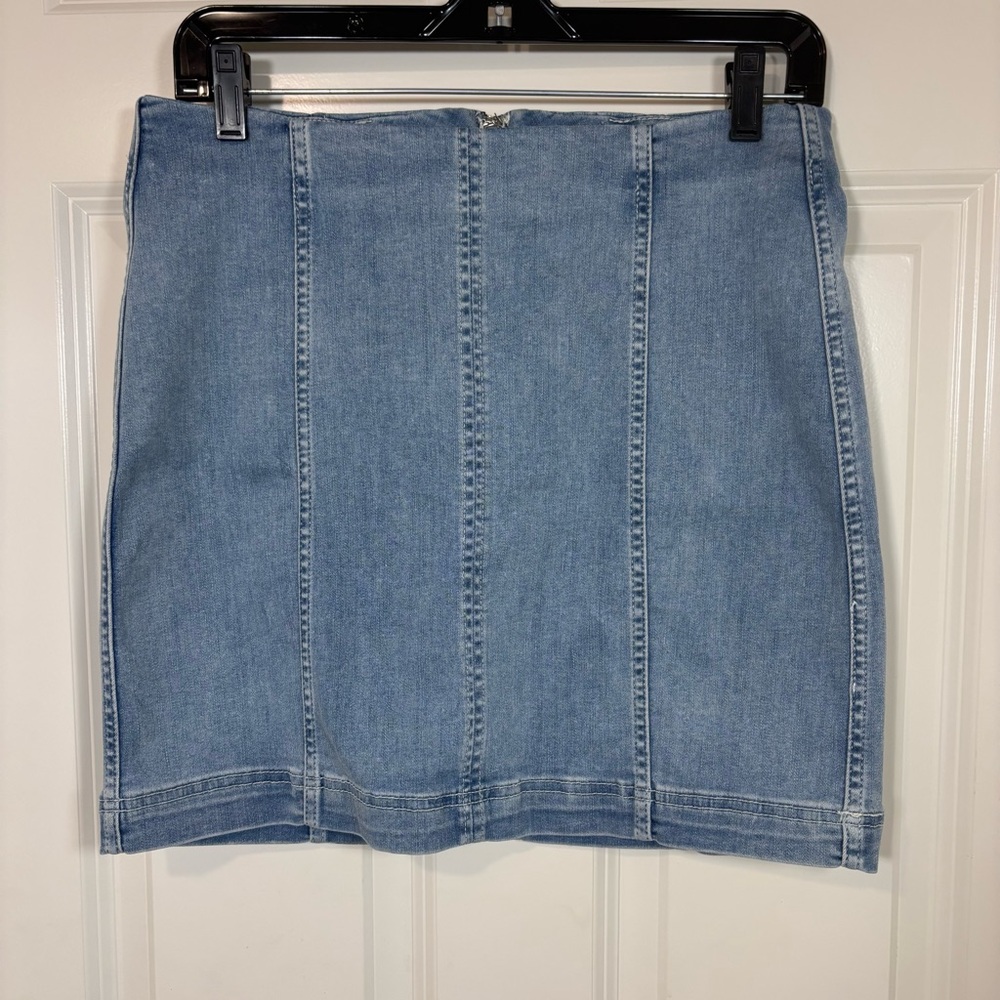 Free People Modern Femme Denim Zip Up Mini Skirt Women’s Size 12